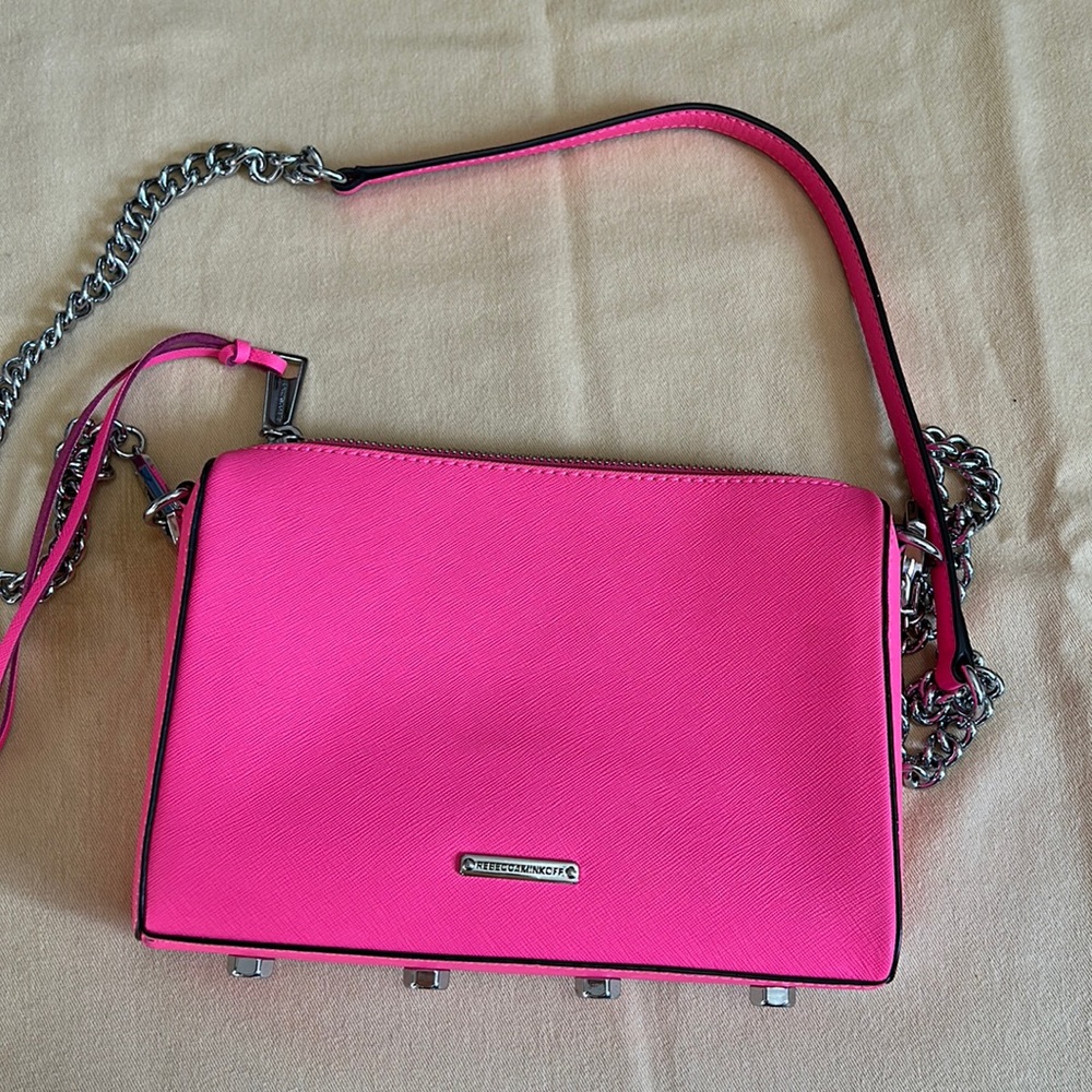 Rebecca Minkoff genuine leather pink bags, width 9in, height 6.5in, depth 2in